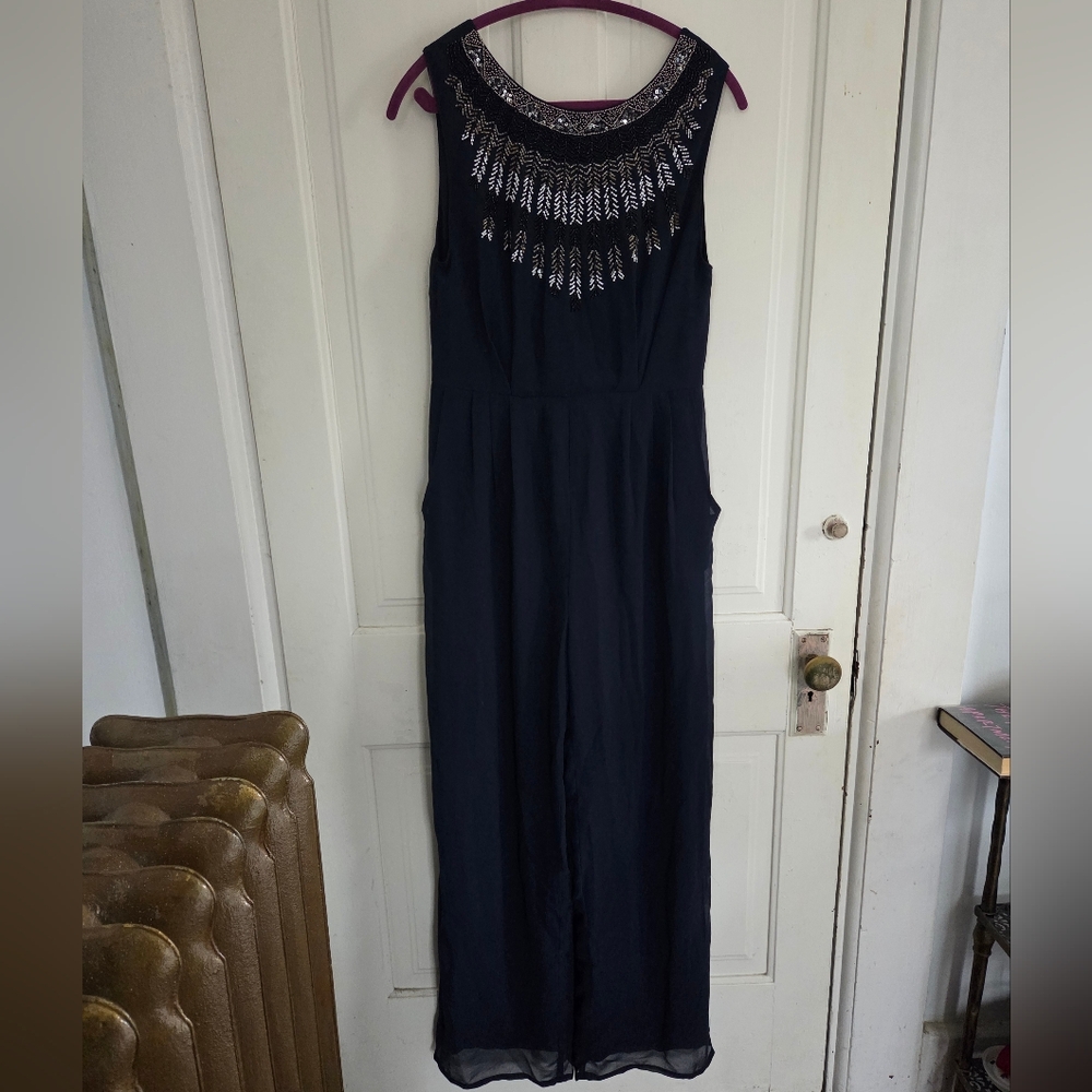 Hyde Park Navy Beaded Jumpsuit